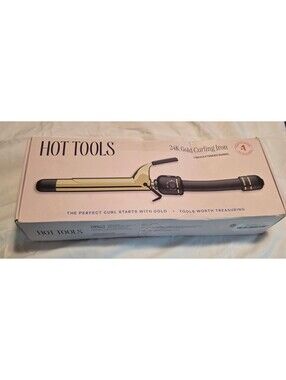 Hot Tools 24K Gold Curling Iron with 1-Inch Extended Barrel, Adjustable Heat up